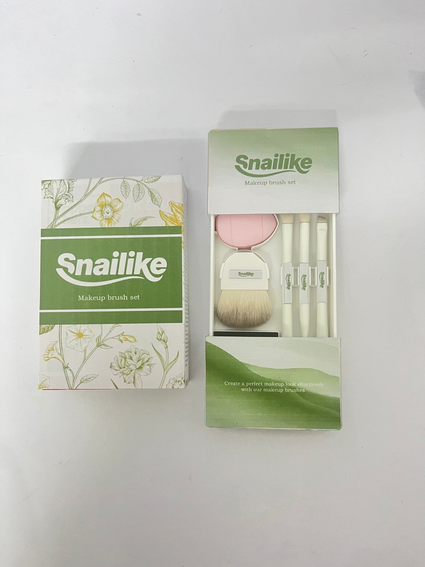 Snailike Makeup Brush Set, Comprehensive Makeup Brushes Kit, Portable Makeup Brushes, Natural Blending Effects, White, 5 Pcs