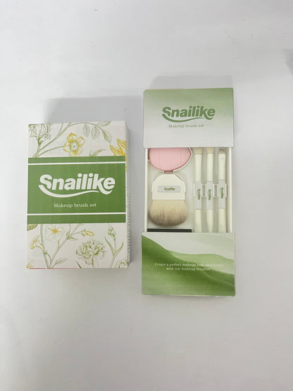 Snailike Makeup Brush Set, Comprehensive Makeup Brushes Kit, Portable Makeup Brushes, Natural Blending Effects, White, 5 Pcs