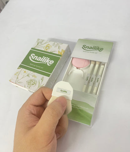 Snailike Makeup Brush Set, Comprehensive Makeup Brushes Kit, Portable Makeup Brushes, Natural Blending Effects, White, 5 Pcs