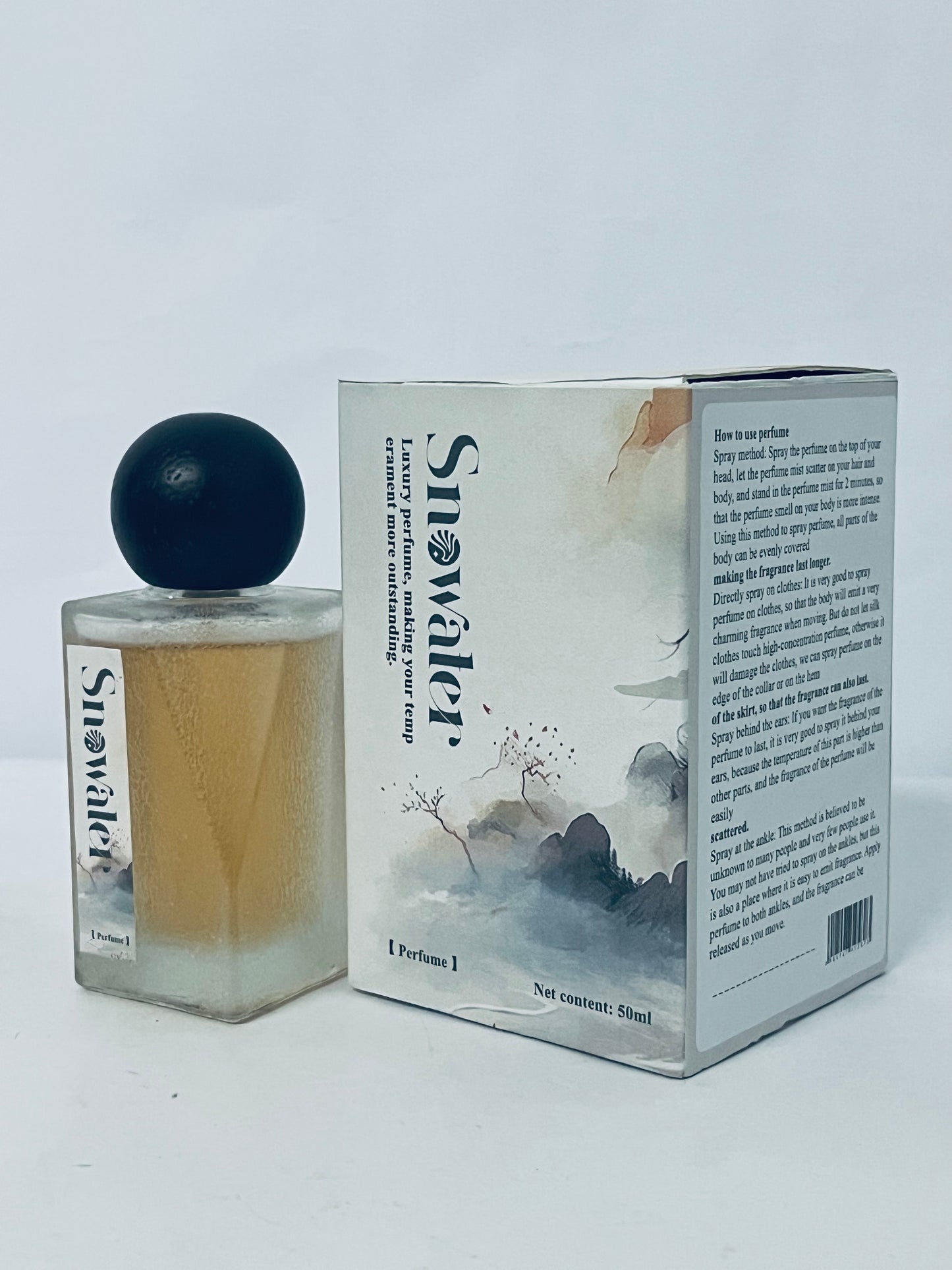 Snowater Eau de Parfum - 50ml Oriental-Inspired Fragrance, Artistic Frosted Glass Bottle, Long-Lasting Scent