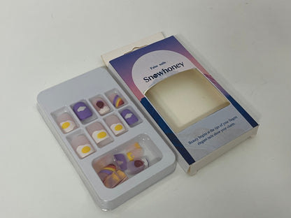 [Snowhoney False nails]——Playful Fried Egg Press-On Nails - Short Cute Nail Tips