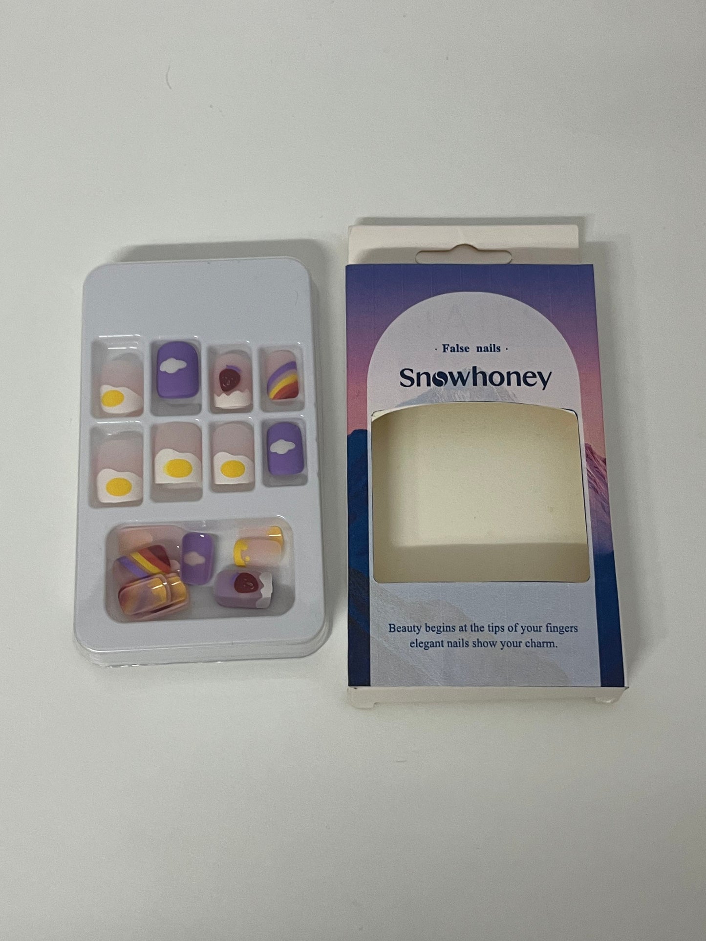 [Snowhoney False nails]——Playful Fried Egg Press-On Nails - Short Cute Nail Tips
