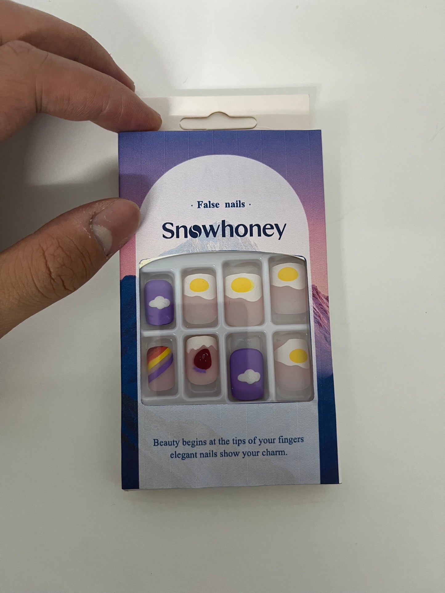 [Snowhoney False nails]——Playful Fried Egg Press-On Nails - Short Cute Nail Tips