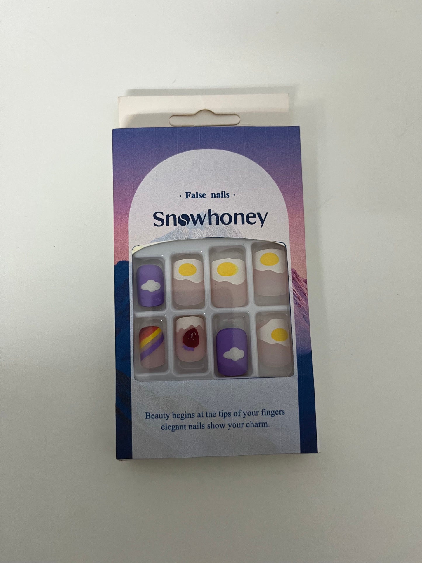 [Snowhoney False nails]——Playful Fried Egg Press-On Nails - Short Cute Nail Tips