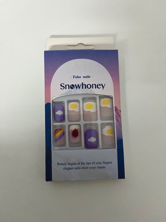 [Snowhoney False nails]——Playful Fried Egg Press-On Nails - Short Cute Nail Tips
