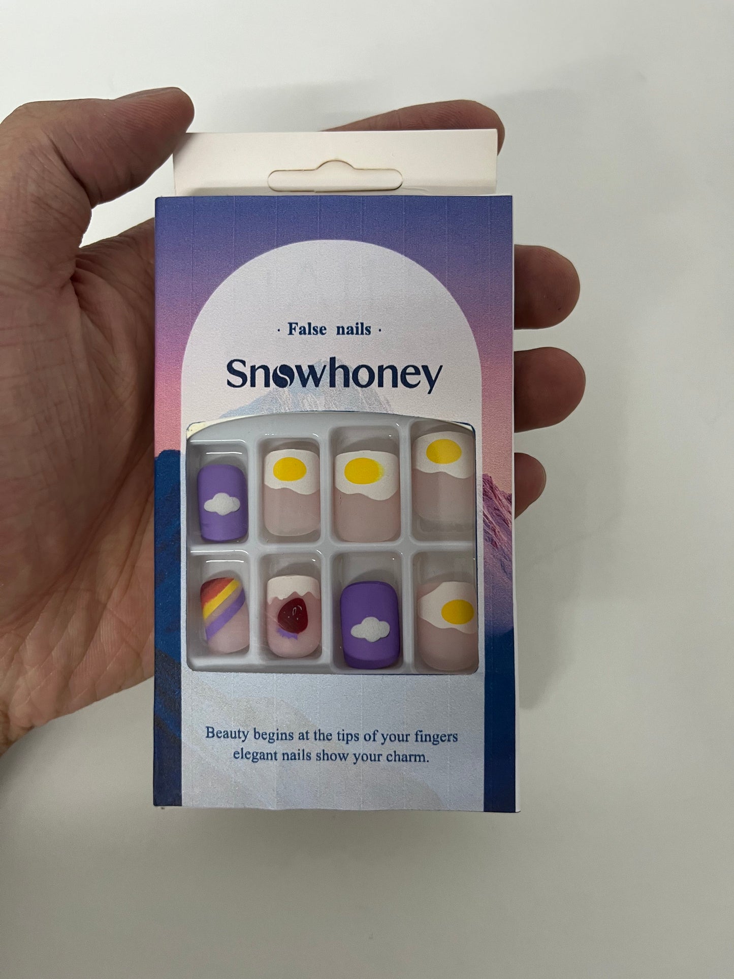 [Snowhoney False nails]——Playful Fried Egg Press-On Nails - Short Cute Nail Tips