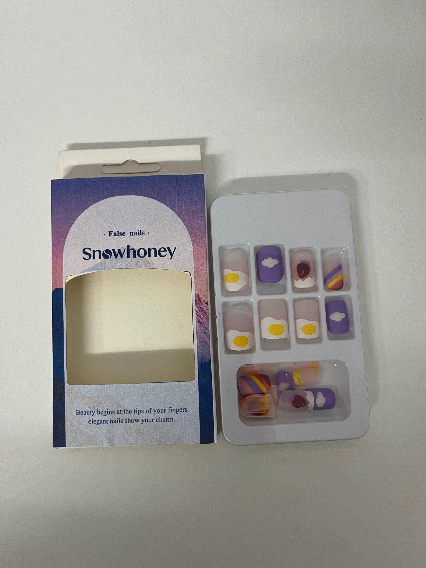 [Snowhoney False nails]——Playful Fried Egg Press-On Nails - Short Cute Nail Tips