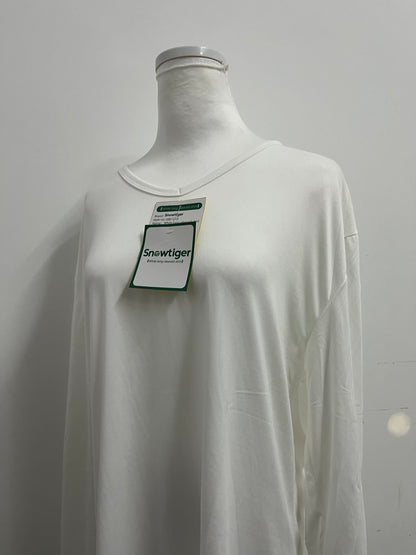 Snowtiger  Tops as clothing- White Oversized Long-Sleeve V-Neck Shirt