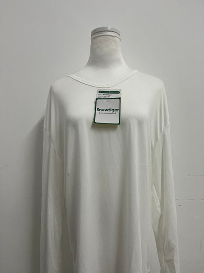 Snowtiger  Tops as clothing- White Oversized Long-Sleeve V-Neck Shirt