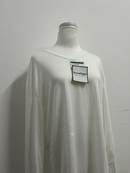 Snowtiger  Tops as clothing- White Oversized Long-Sleeve V-Neck Shirt