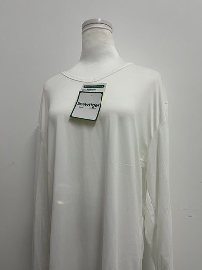 Snowtiger  Tops as clothing- White Oversized Long-Sleeve V-Neck Shirt