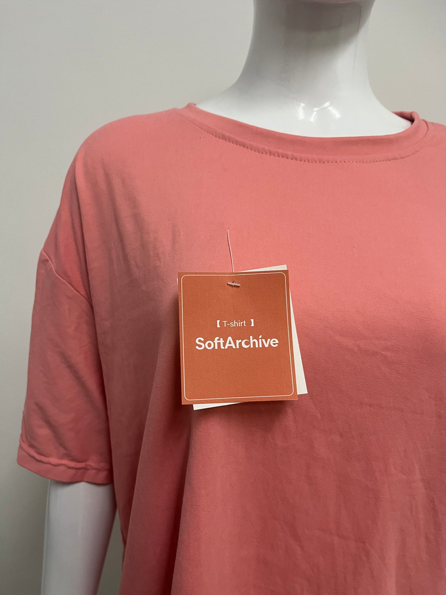 [SoftArchive Tee-shirts]-Blush Pink Oversized Drop-Shoulder Tee - Casual Versatile Breathable Short-Sleeve Top