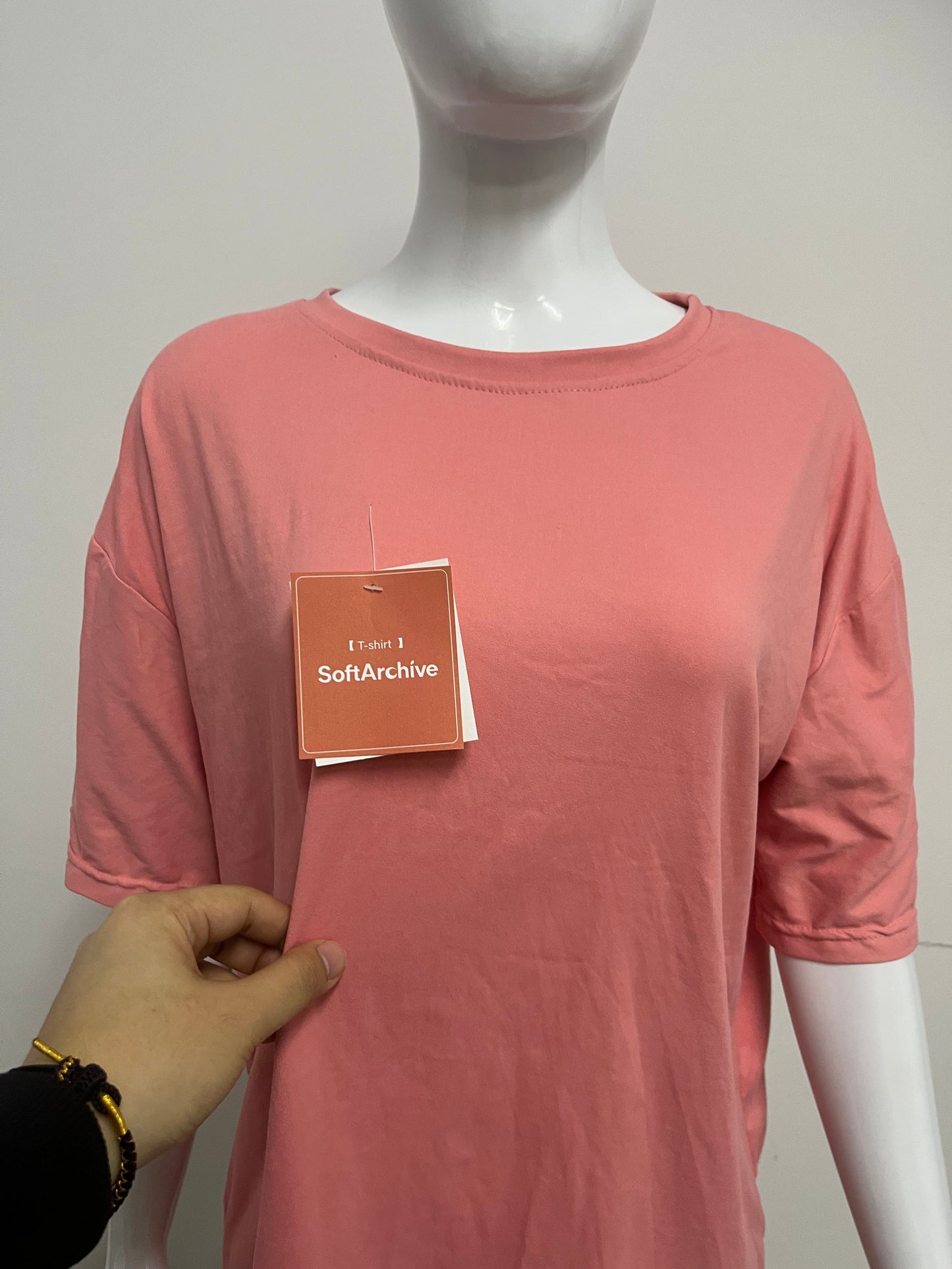 [SoftArchive Tee-shirts]-Blush Pink Oversized Drop-Shoulder Tee - Casual Versatile Breathable Short-Sleeve Top