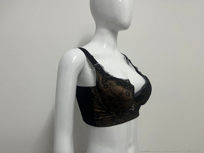 [SoftArchive Bras]-Black Full-Coverage Bra - Minimizing Supportive Comfortable Lingerie
