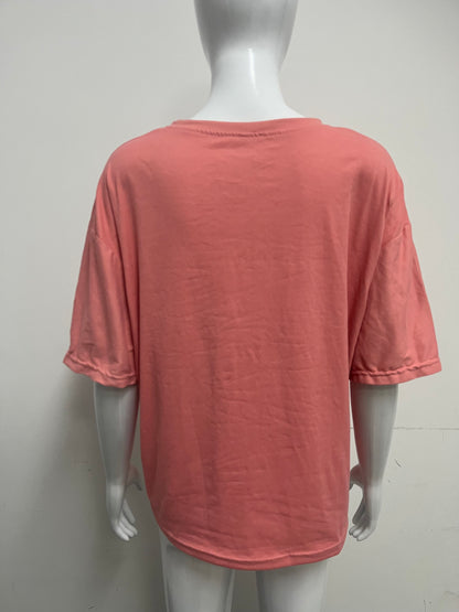 [SoftArchive Tee-shirts]-Blush Pink Oversized Drop-Shoulder Tee - Casual Versatile Breathable Short-Sleeve Top