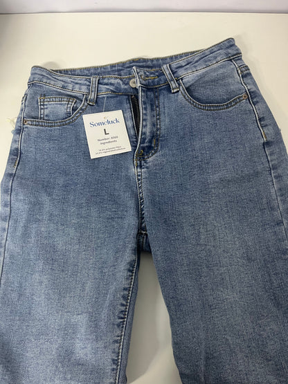 [Someluck Jeans]——Light Blue Washed Stretch Jeans - Slim Fit Straight