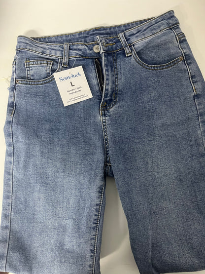 [Someluck Jeans]——Light Blue Washed Stretch Jeans - Slim Fit Straight