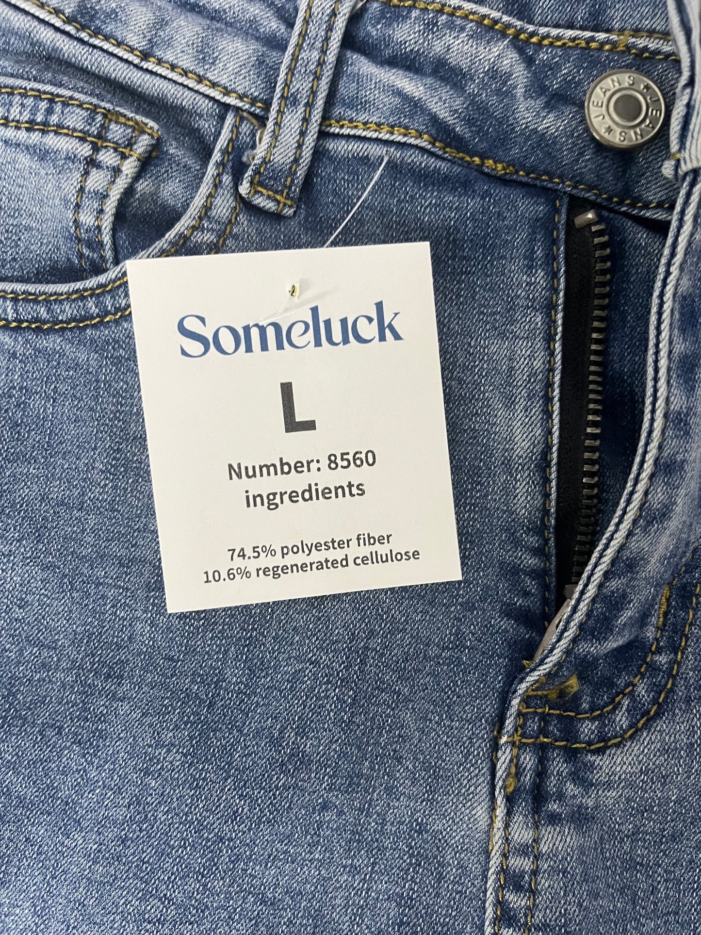 [Someluck Jeans]——Light Blue Washed Stretch Jeans - Slim Fit Straight