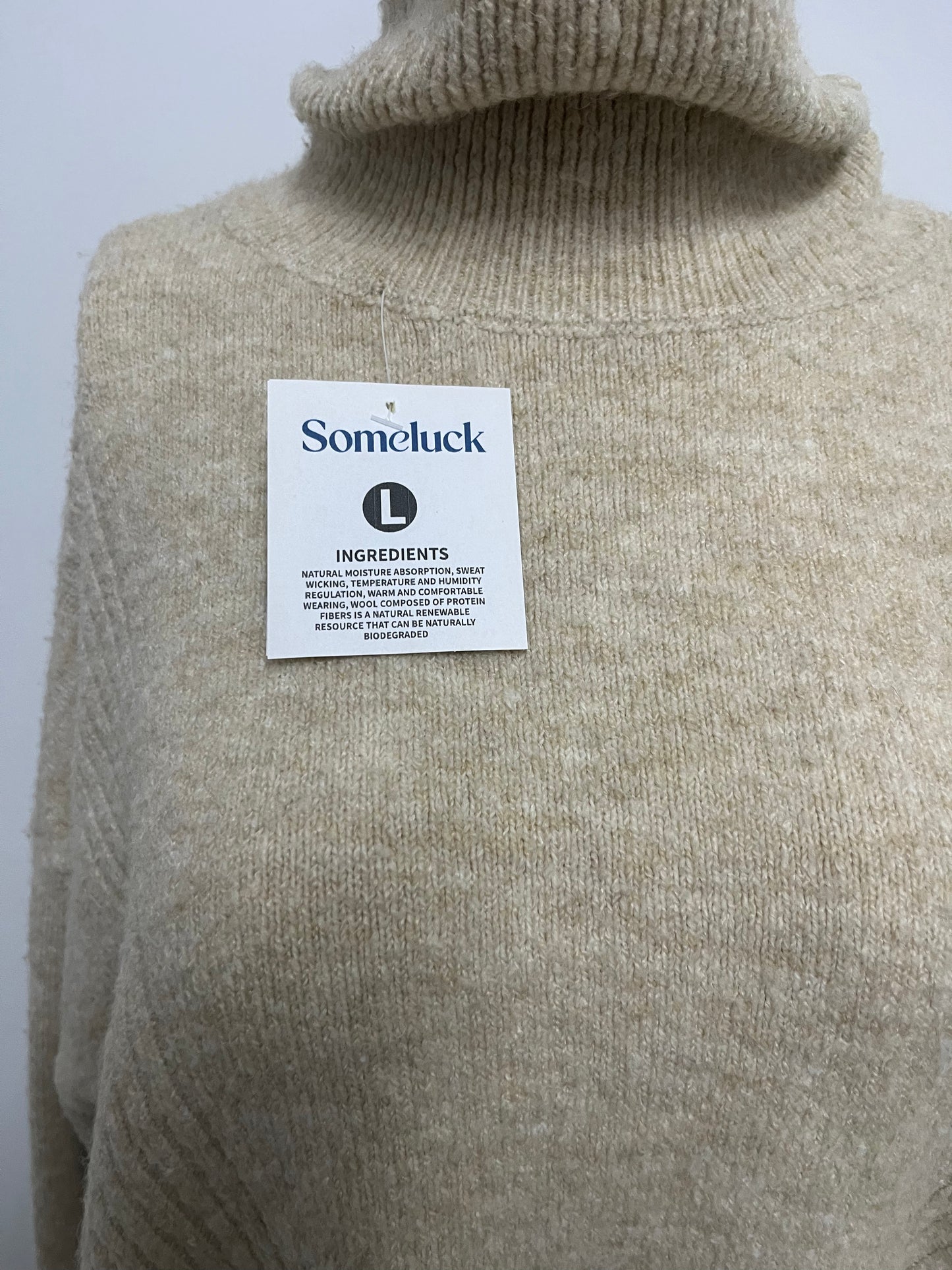 [Someluck Sweaters]-Turtleneck Wool Blend Sweater - Loose Slouchy Knit Top