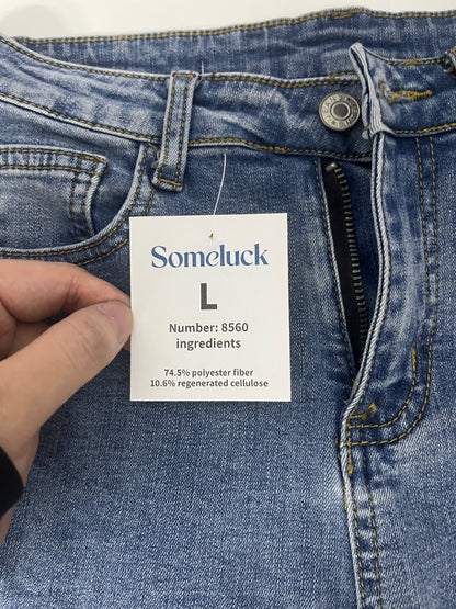 [Someluck Jeans]——Light Blue Washed Stretch Jeans - Slim Fit Straight