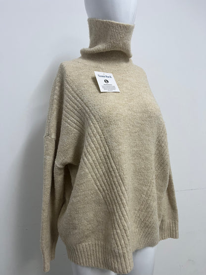 [Someluck Sweaters]-Turtleneck Wool Blend Sweater - Loose Slouchy Knit Top