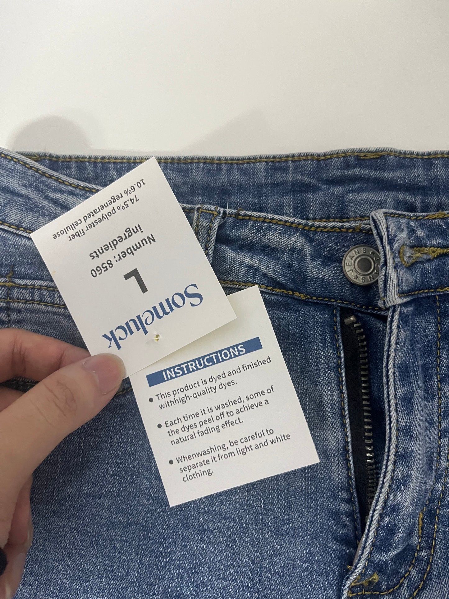 [Someluck Jeans]——Light Blue Washed Stretch Jeans - Slim Fit Straight
