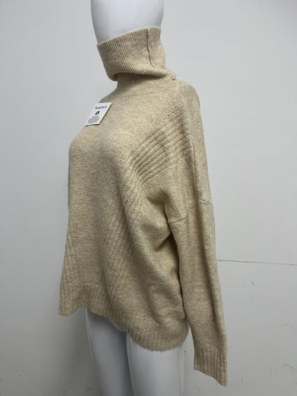 [Someluck Sweaters]-Turtleneck Wool Blend Sweater - Loose Slouchy Knit Top
