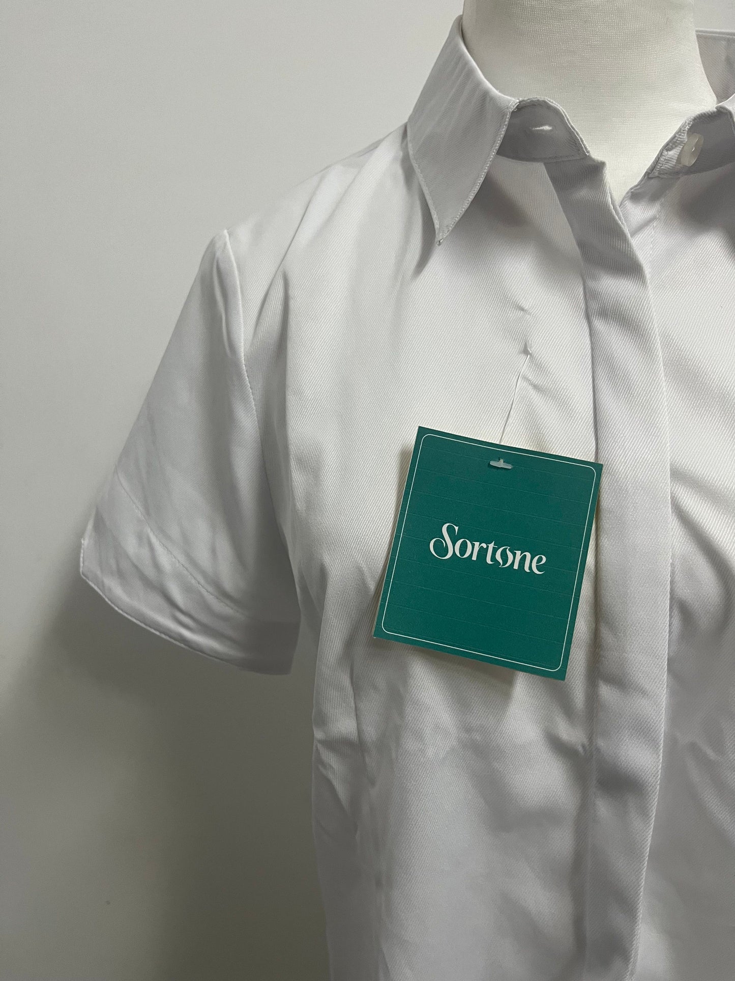[Sortone Shirts]-Women's Short-Sleeve White Shirt - Commute Minimalist Pure Cotton Blouse