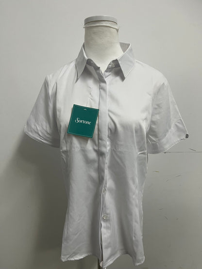 [Sortone Shirts]-Women's Short-Sleeve White Shirt - Commute Minimalist Pure Cotton Blouse