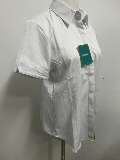 [Sortone Shirts]-Women's Short-Sleeve White Shirt - Commute Minimalist Pure Cotton Blouse