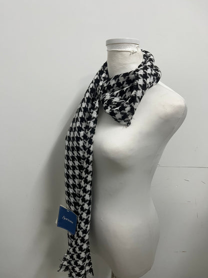 [Sortone Scarfs]-Black & White Houndstooth Fringe Scarf - Classic Retro Imitation Cashmere Shawl