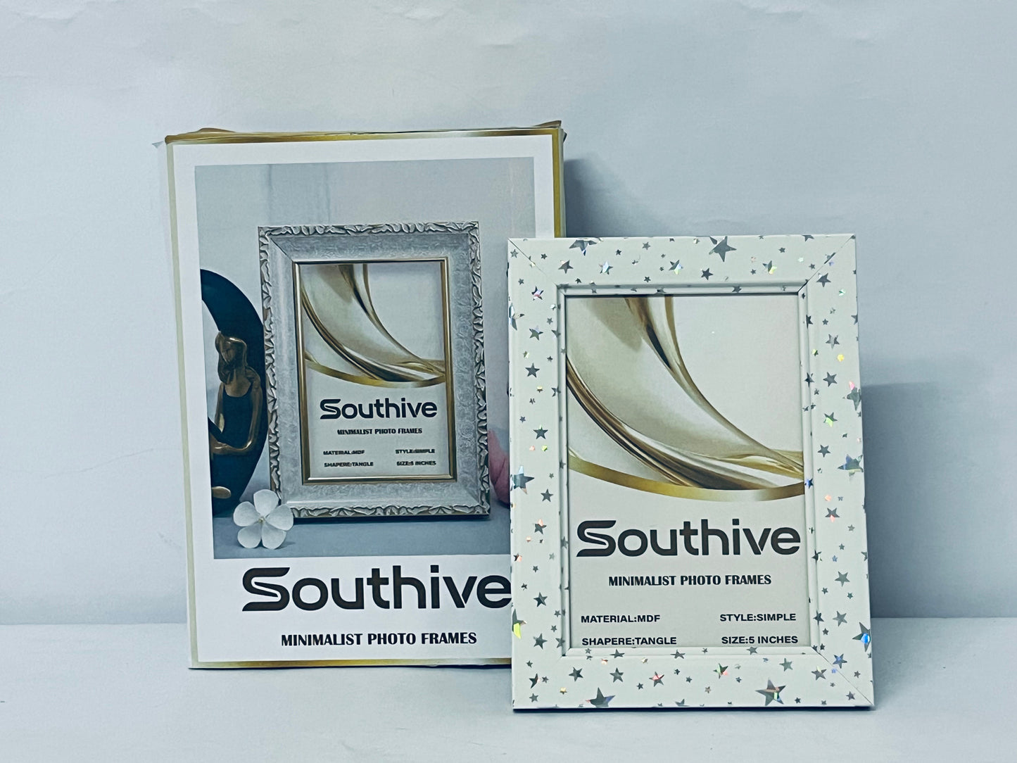 Southive Shining stars Picture frames Mat for Living Room Wall Mount or Tabletop Wood Wall Art Decor
