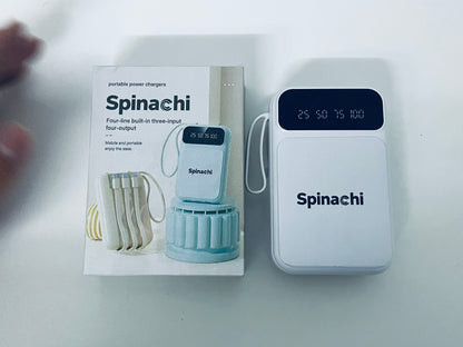 Spinachi 4-in-1 Portable Power Bank 3 Inputs & 4 Outputs Smart Digital Display All-in-One Charging Companion for Travel