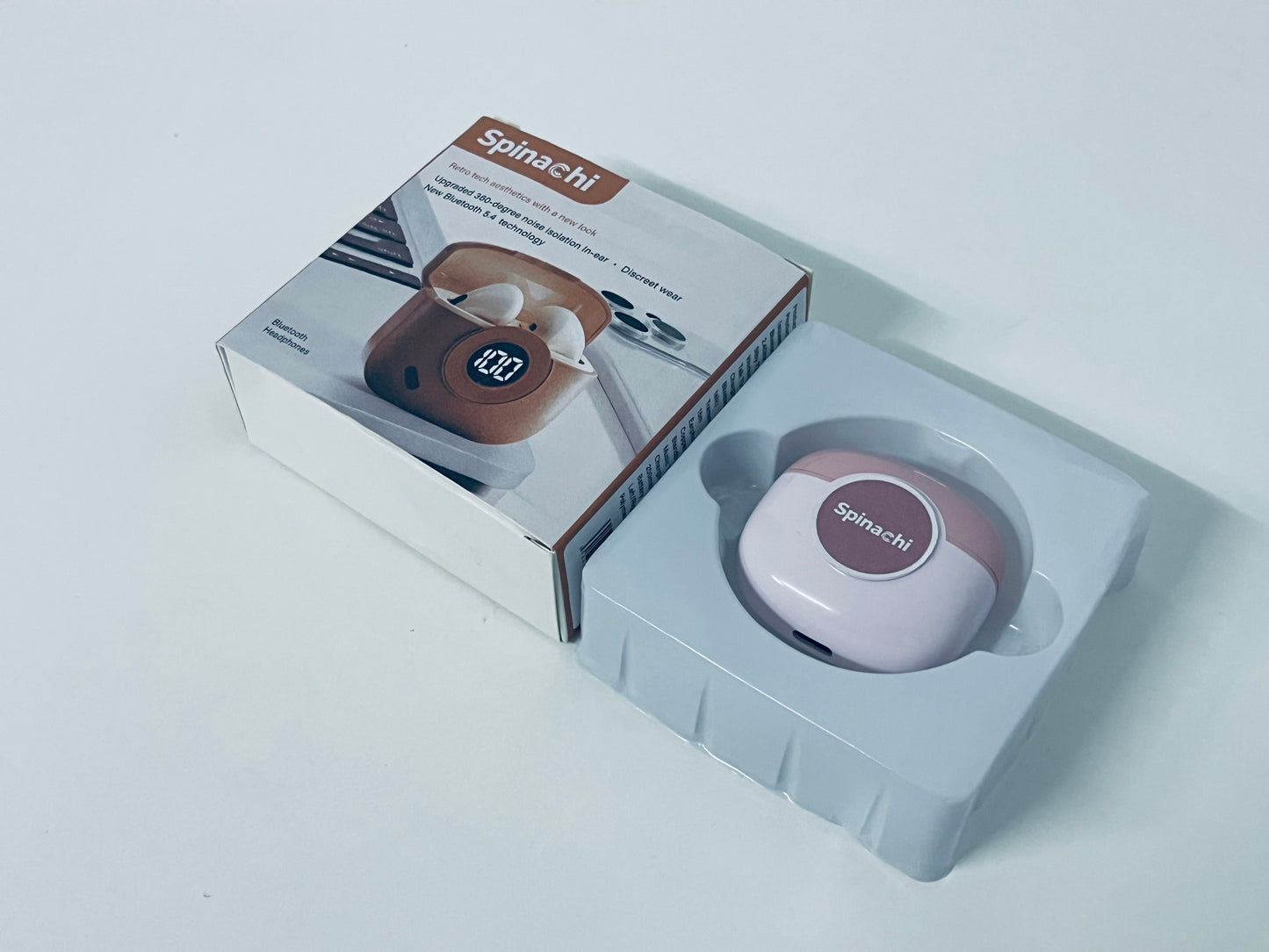 Spinachi Retro True Wireless Bluetooth Earphones Bluetooth 5.4 360° Noise Isolation Digital Display Battery Life A Feast for Both Hearing and Aesthetics