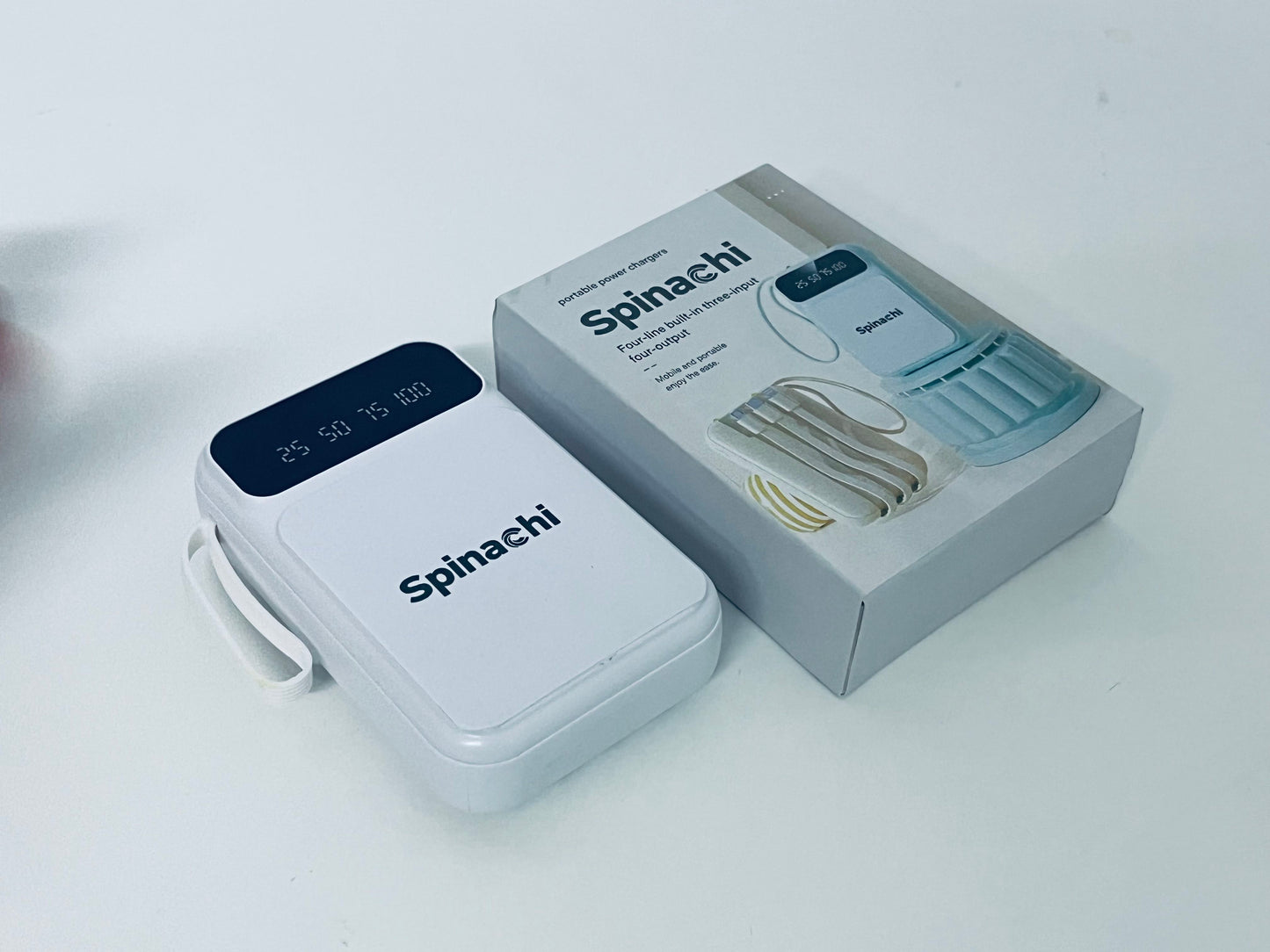 Spinachi 4-in-1 Portable Power Bank 3 Inputs & 4 Outputs Smart Digital Display All-in-One Charging Companion for Travel