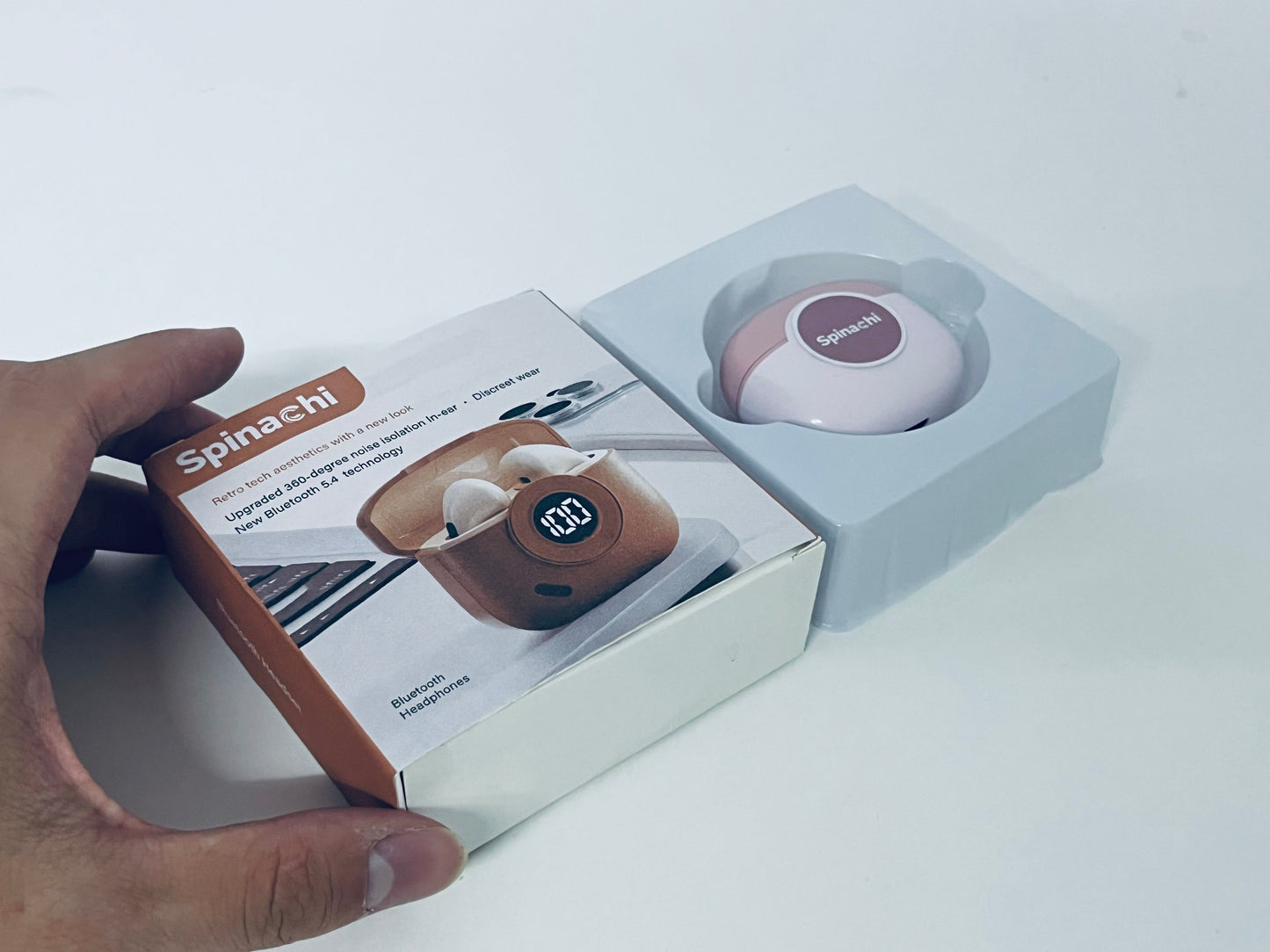 Spinachi Retro True Wireless Bluetooth Earphones Bluetooth 5.4 360° Noise Isolation Digital Display Battery Life A Feast for Both Hearing and Aesthetics