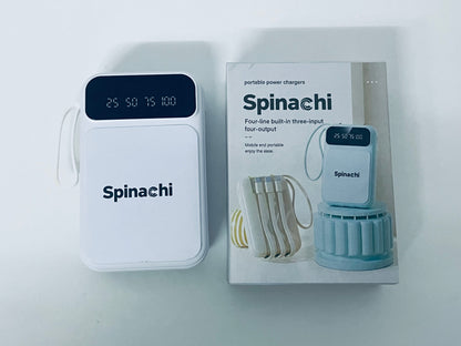 Spinachi 4-in-1 Portable Power Bank 3 Inputs & 4 Outputs Smart Digital Display All-in-One Charging Companion for Travel