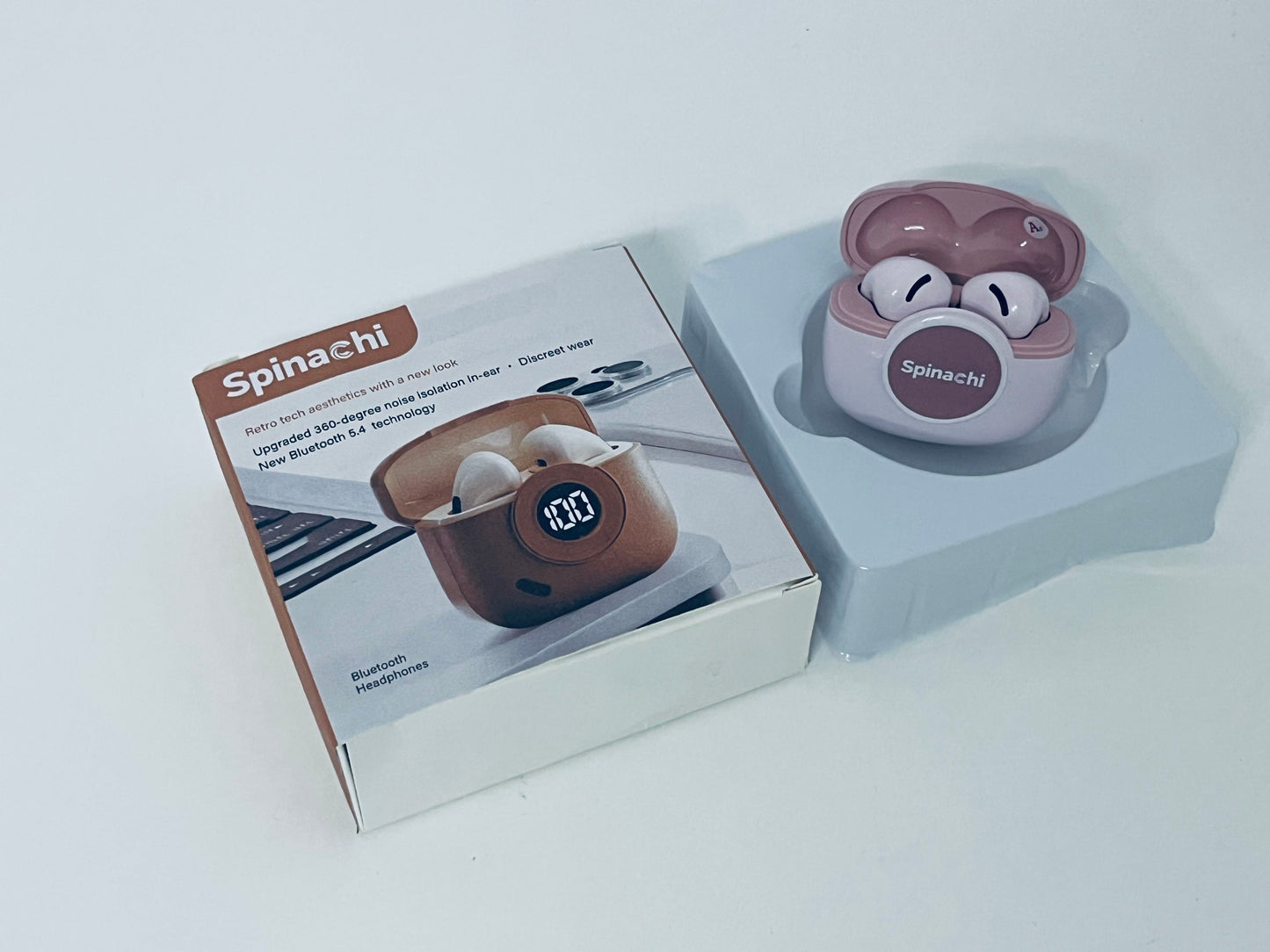 Spinachi Retro True Wireless Bluetooth Earphones Bluetooth 5.4 360° Noise Isolation Digital Display Battery Life A Feast for Both Hearing and Aesthetics