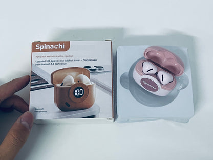 Spinachi Retro True Wireless Bluetooth Earphones Bluetooth 5.4 360° Noise Isolation Digital Display Battery Life A Feast for Both Hearing and Aesthetics