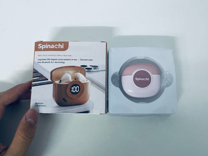 Spinachi Retro True Wireless Bluetooth Earphones Bluetooth 5.4 360° Noise Isolation Digital Display Battery Life A Feast for Both Hearing and Aesthetics