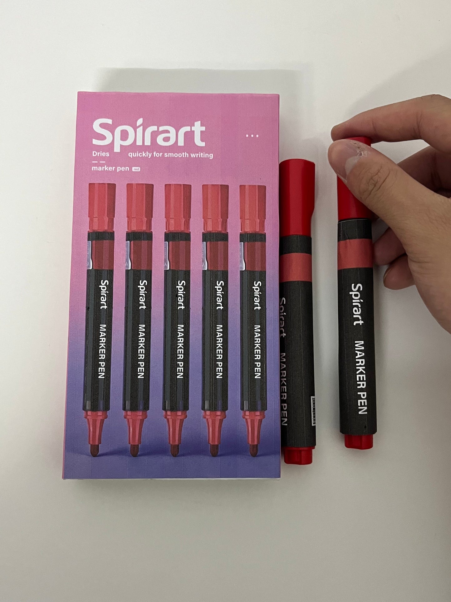 [Spirart Marking pens]-Dual-Tip Red Marker - Quick-Drying Art Pen