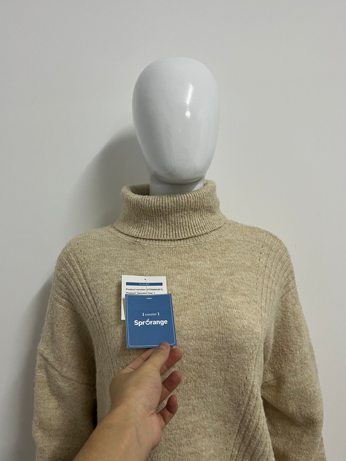 [SprOrange Sweaters]-Oatmeal Turtleneck Knit Sweater - Oversized Cozy Warm Top