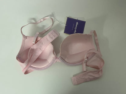 [SprOrange Bras]-Soft Pink Striped Lace Bra - Push-Up Comfortable Teen Lingerie