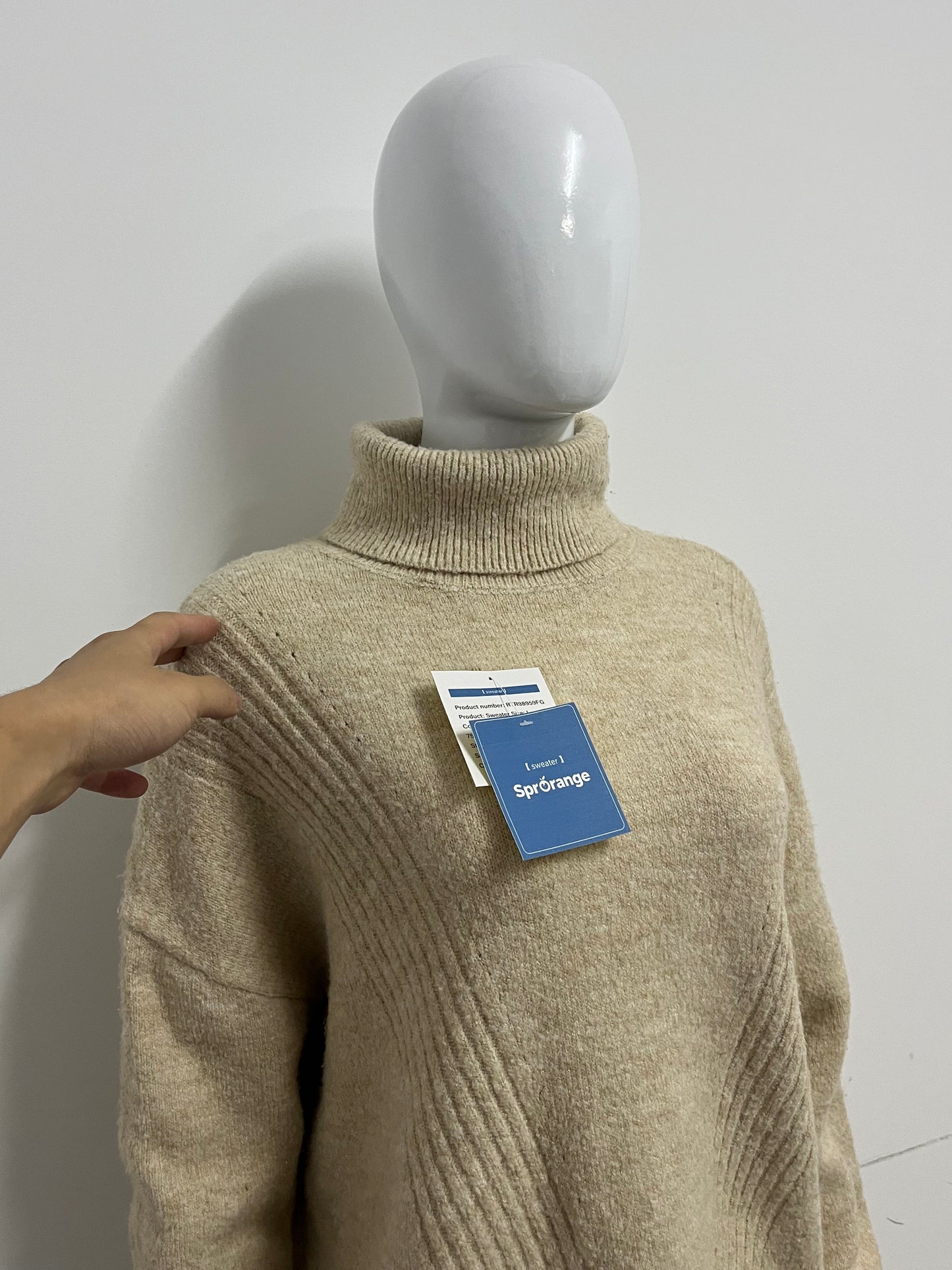 [SprOrange Sweaters]-Oatmeal Turtleneck Knit Sweater - Oversized Cozy Warm Top
