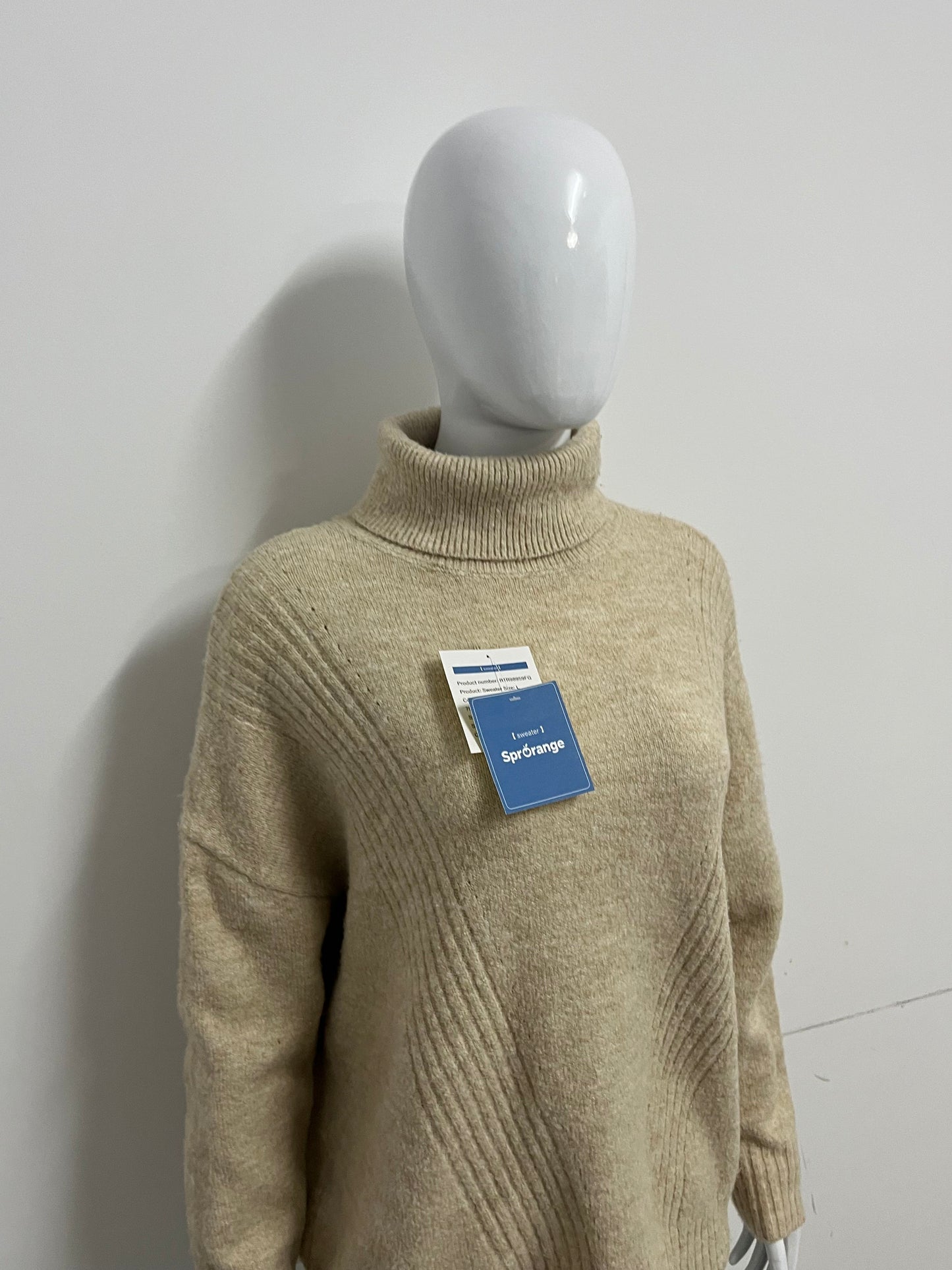 [SprOrange Sweaters]-Oatmeal Turtleneck Knit Sweater - Oversized Cozy Warm Top
