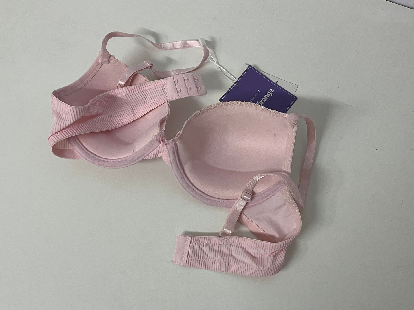 [SprOrange Bras]-Soft Pink Striped Lace Bra - Push-Up Comfortable Teen Lingerie