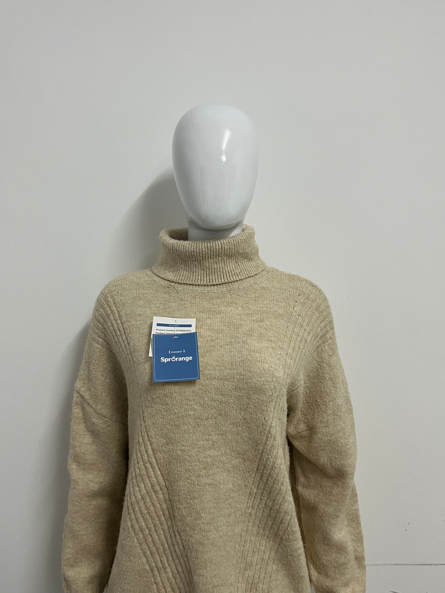 [SprOrange Sweaters]-Oatmeal Turtleneck Knit Sweater - Oversized Cozy Warm Top