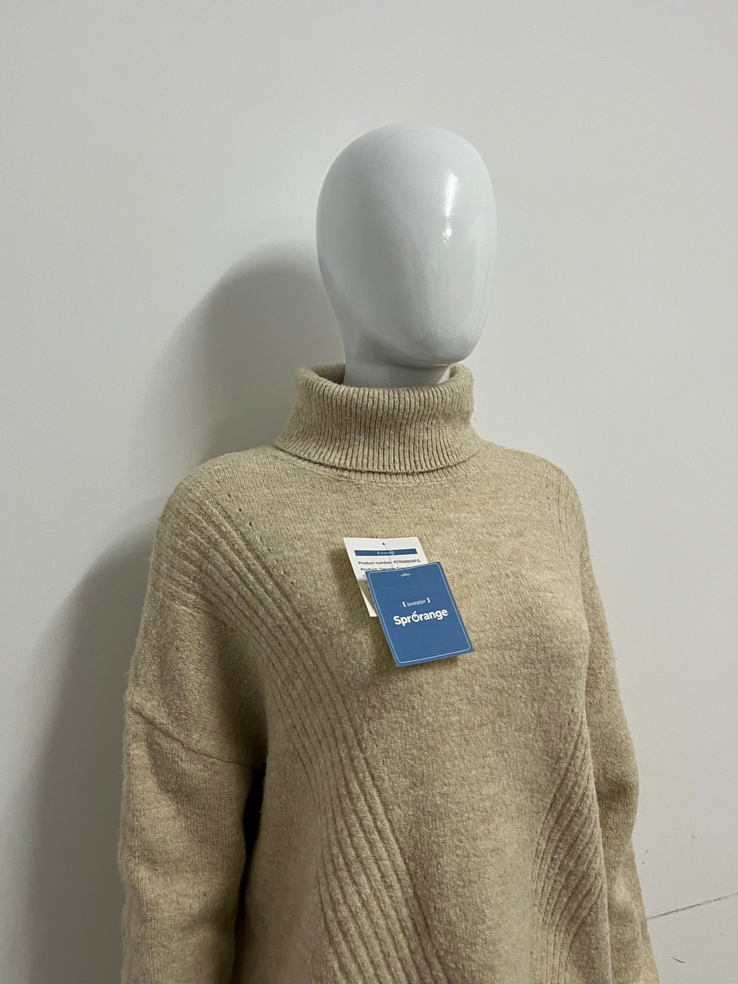 [SprOrange Sweaters]-Oatmeal Turtleneck Knit Sweater - Oversized Cozy Warm Top