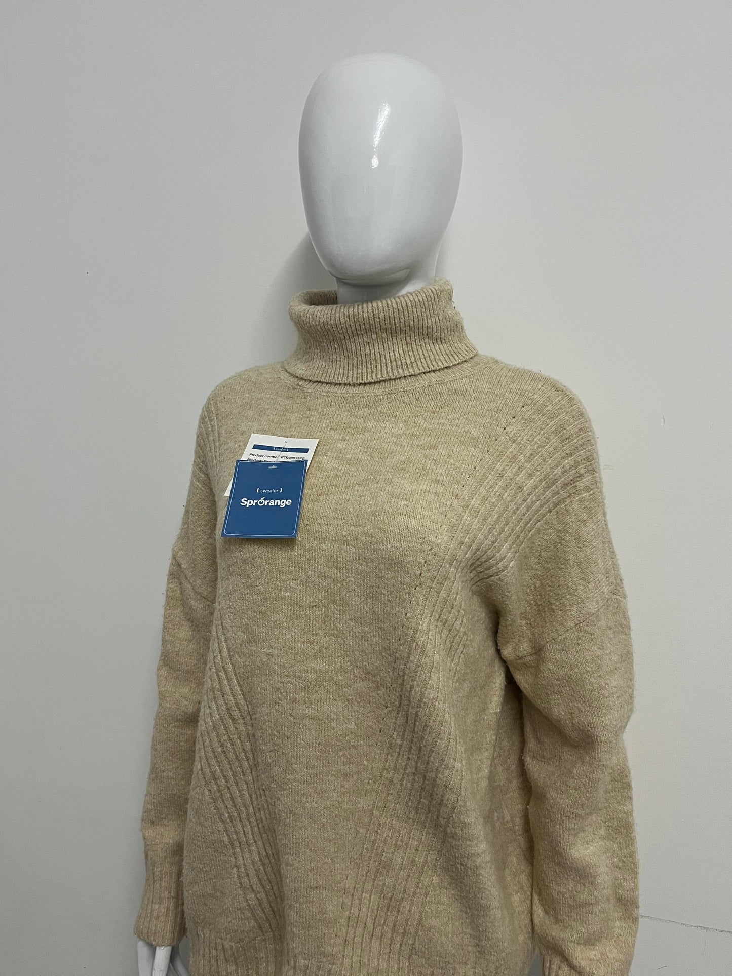 [SprOrange Sweaters]-Oatmeal Turtleneck Knit Sweater - Oversized Cozy Warm Top