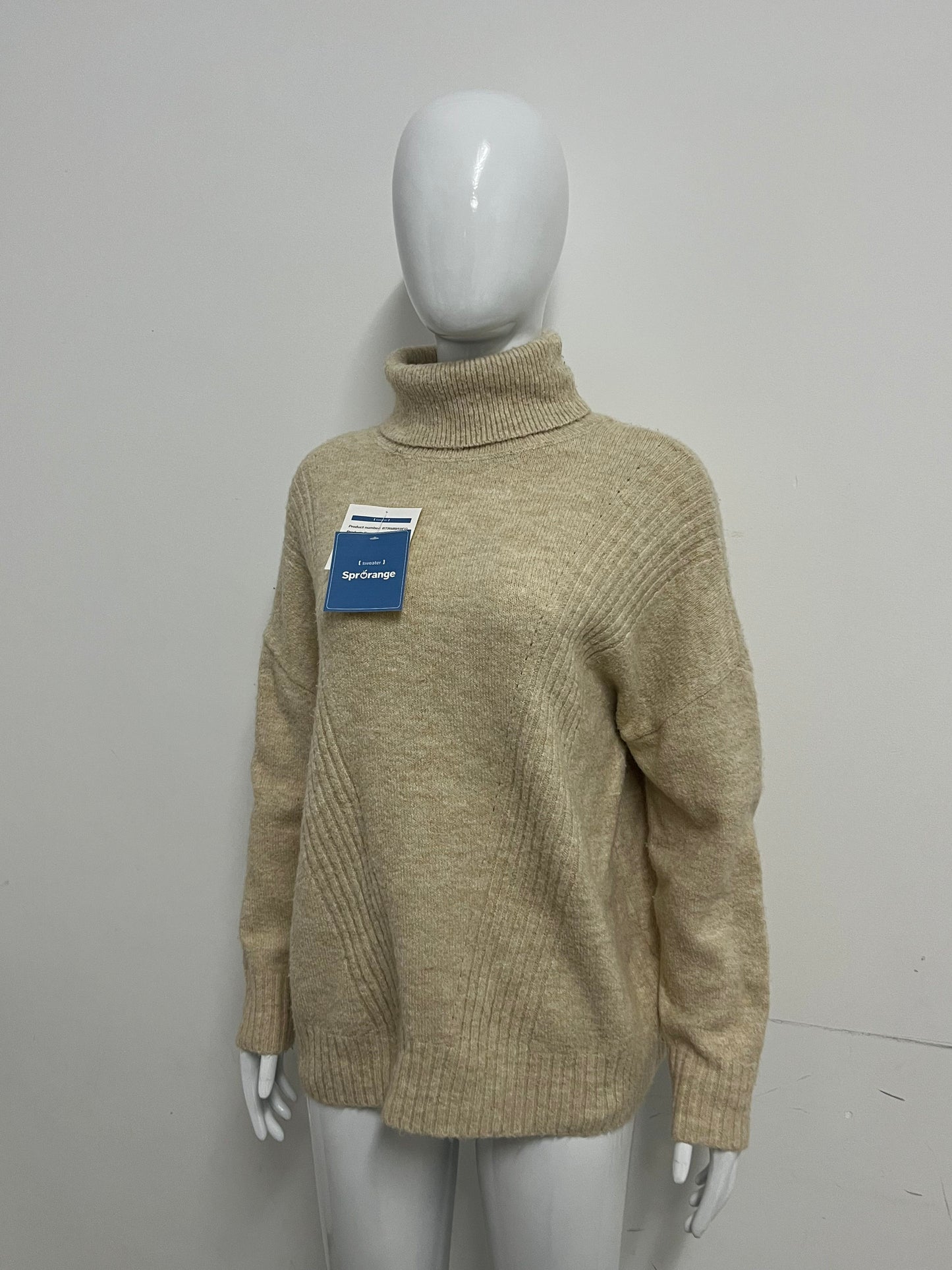 [SprOrange Sweaters]-Oatmeal Turtleneck Knit Sweater - Oversized Cozy Warm Top